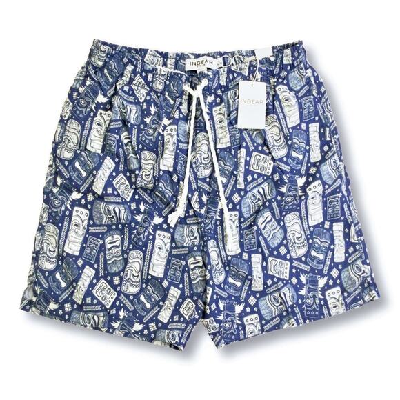 NWT Ingear Men's Printed Quick Drying Built-In Brief Pockets Swim Shorts Trunks - Picture 4 of 5